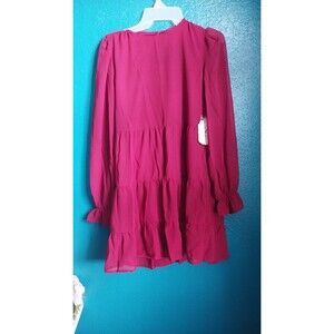 New Altar'd State Long Sleeve Lined Dress Sz XS Burgundy